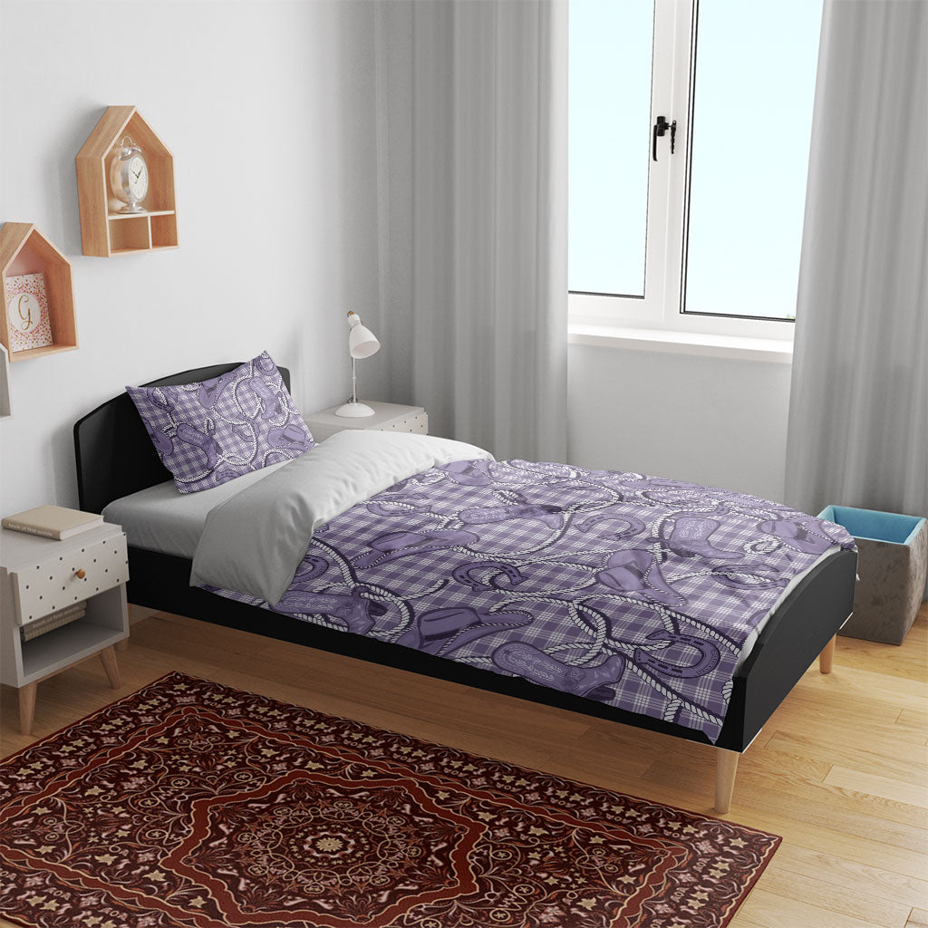 Purple Hawaii Palaka Cowboy Bedding Set Hawaiian Paniolo Festival Spirit LT19 - Polynesian Pride