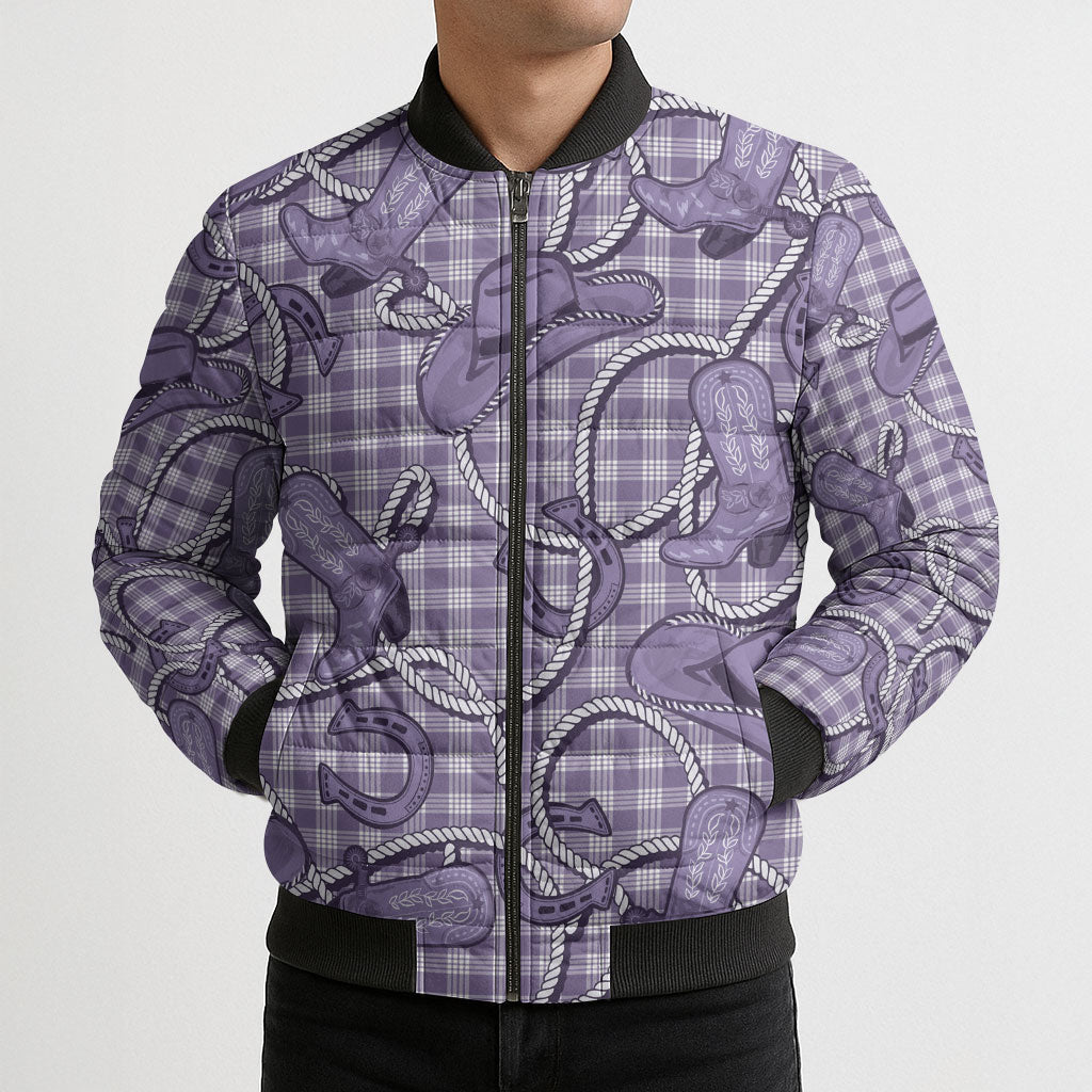 Purple Hawaii Palaka Cowboy Bomber Puffer Jacket Hawaiian Paniolo Festival Spirit LT19 - Polynesian Pride