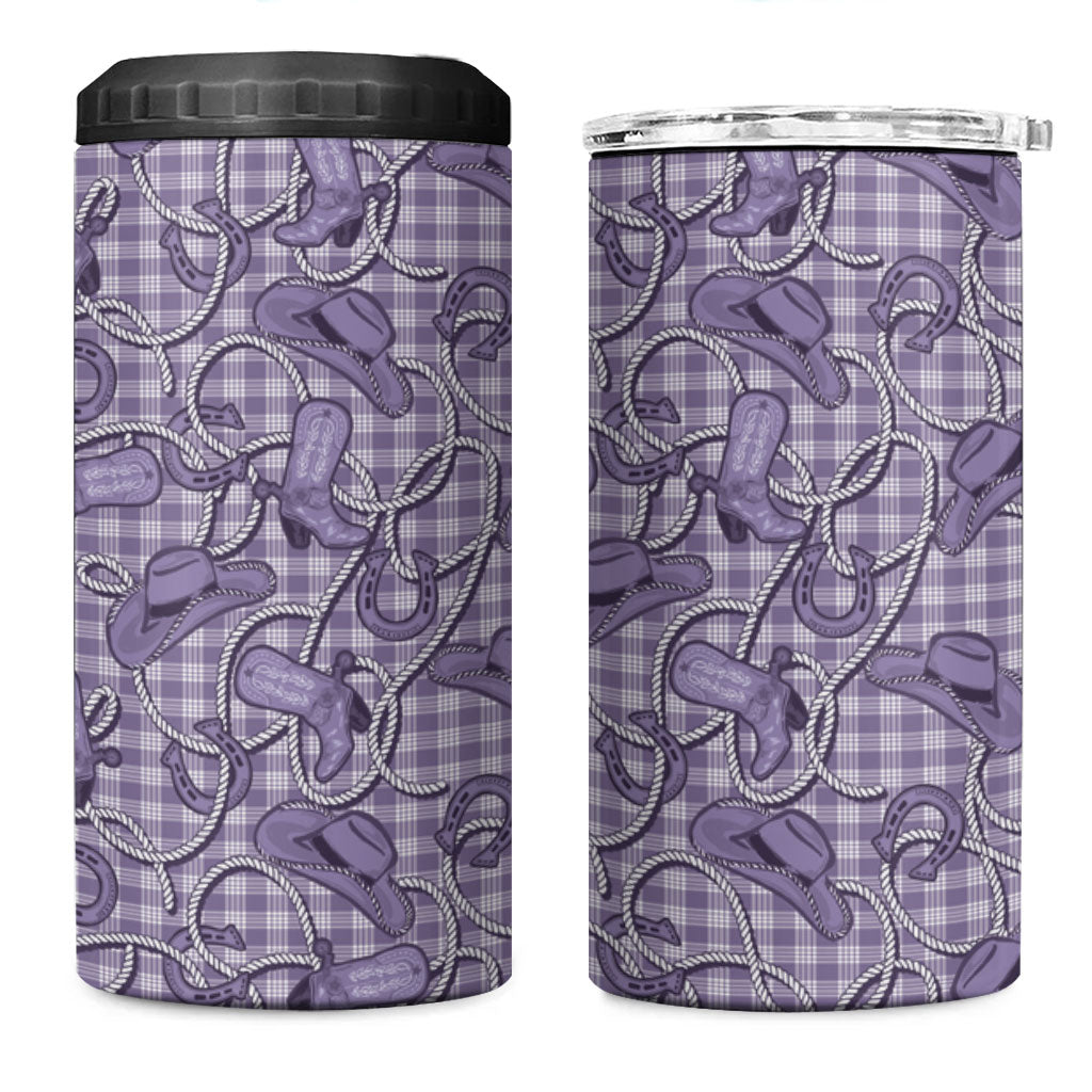 Purple Hawaii Palaka Cowboy 4 in 1 Can Cooler Tumbler Hawaiian Paniolo Festival Spirit LT19 One Size: 16 oz Purple - Polynesian Pride