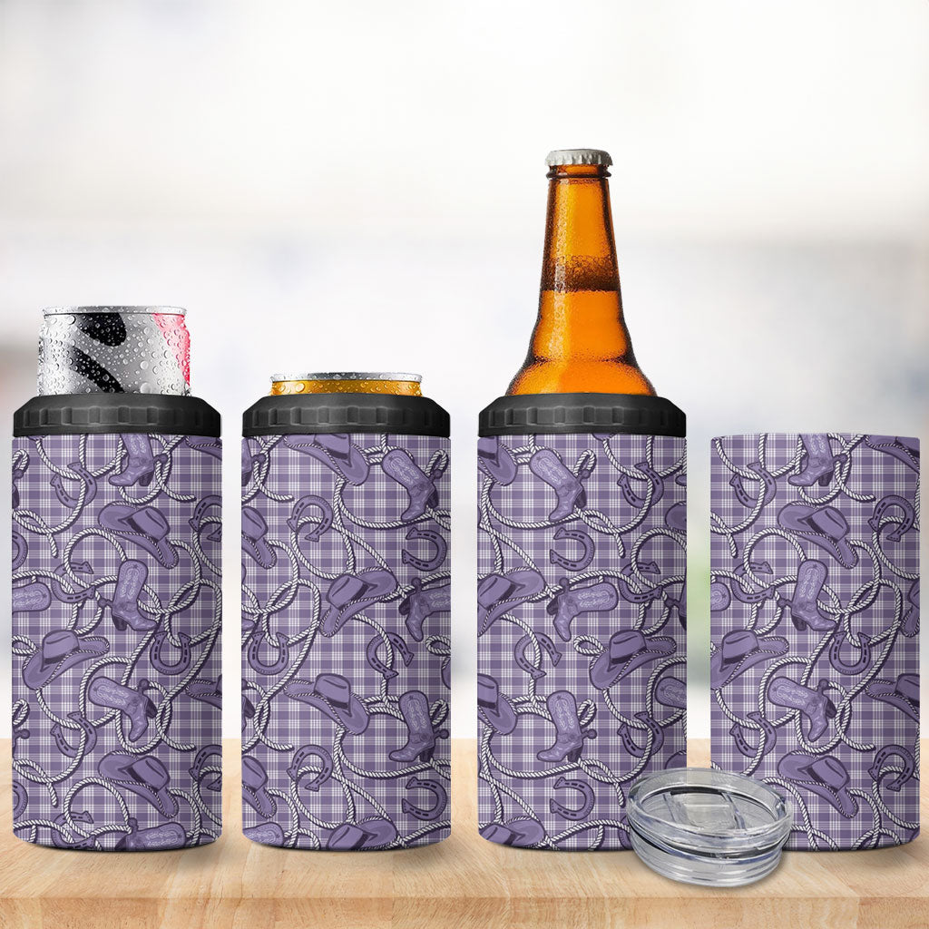 Purple Hawaii Palaka Cowboy 4 in 1 Can Cooler Tumbler Hawaiian Paniolo Festival Spirit LT19 - Polynesian Pride