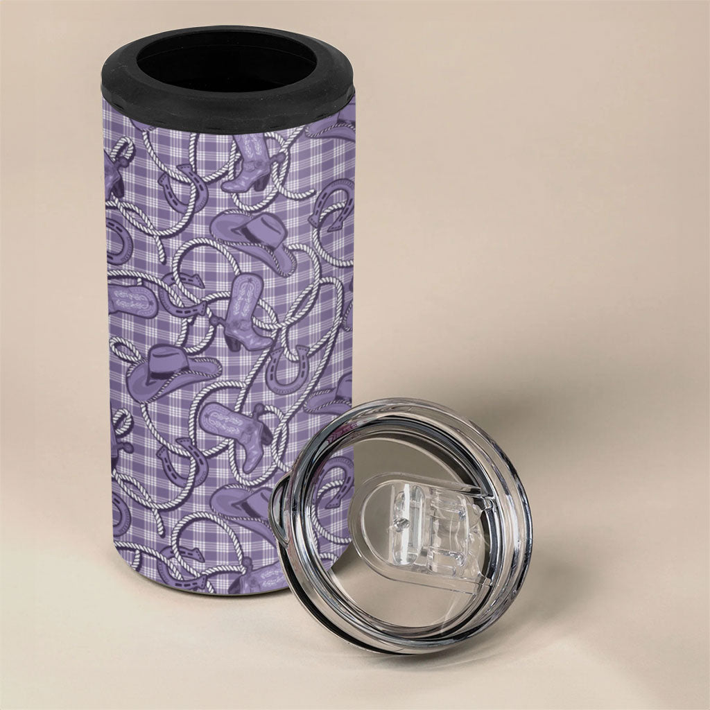 Purple Hawaii Palaka Cowboy 4 in 1 Can Cooler Tumbler Hawaiian Paniolo Festival Spirit LT19 - Polynesian Pride