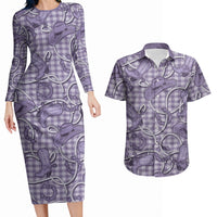 Purple Hawaii Palaka Cowboy Couples Matching Long Sleeve Bodycon Dress and Hawaiian Shirt Hawaiian Paniolo Festival Spirit LT19 Purple - Polynesian Pride