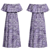 Purple Hawaii Palaka Cowboy Couples Matching Off Shoulder Maxi Dress and Hawaiian Shirt Hawaiian Paniolo Festival Spirit LT19 - Polynesian Pride