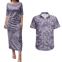 Purple Hawaii Palaka Cowboy Couples Matching Puletasi and Hawaiian Shirt Hawaiian Paniolo Festival Spirit LT19 Purple - Polynesian Pride