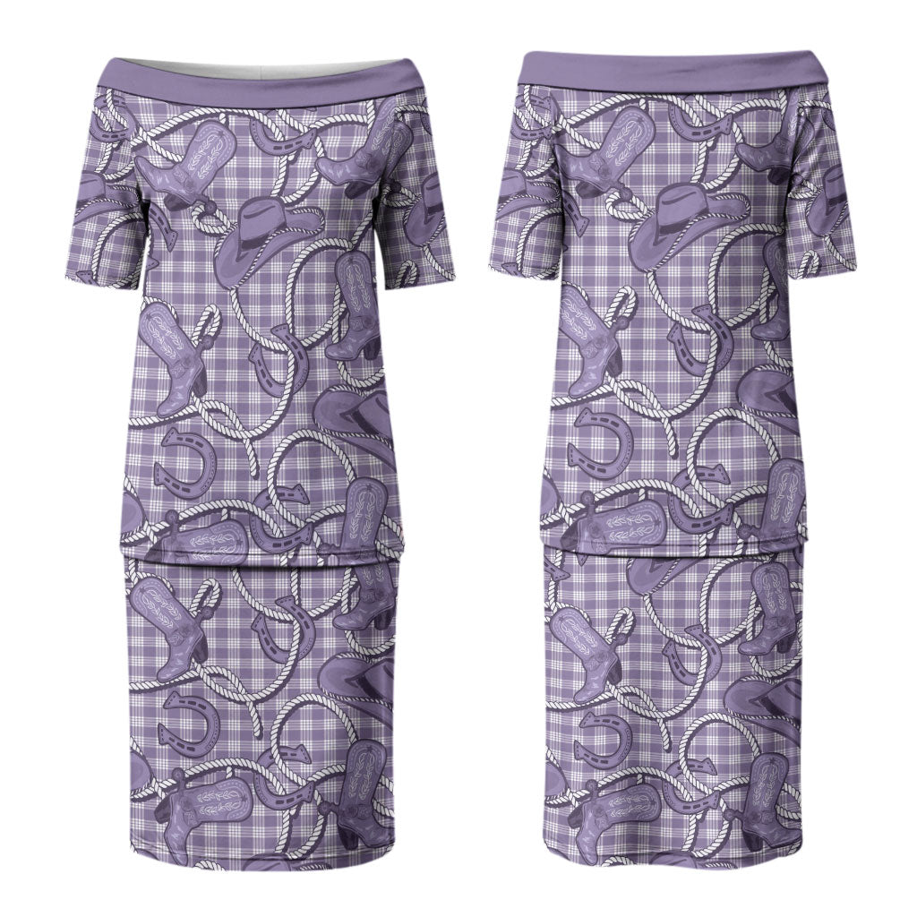 Purple Hawaii Palaka Cowboy Couples Matching Puletasi and Hawaiian Shirt Hawaiian Paniolo Festival Spirit LT19 - Polynesian Pride