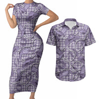 Purple Hawaii Palaka Cowboy Couples Matching Short Sleeve Bodycon Dress and Hawaiian Shirt Hawaiian Paniolo Festival Spirit LT19 Purple - Polynesian Pride