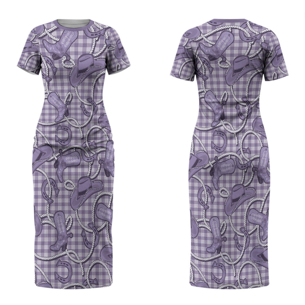 Purple Hawaii Palaka Cowboy Couples Matching Short Sleeve Bodycon Dress and Hawaiian Shirt Hawaiian Paniolo Festival Spirit LT19 - Polynesian Pride