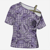Purple Hawaii Palaka Cowboy Cross Shoulder Shirt Hawaiian Paniolo Festival Spirit LT19 Female Purple - Polynesian Pride
