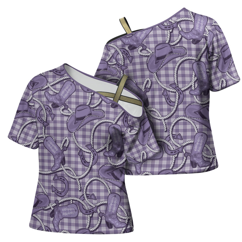 Purple Hawaii Palaka Cowboy Cross Shoulder Shirt Hawaiian Paniolo Festival Spirit LT19 - Polynesian Pride