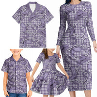 Purple Hawaii Palaka Cowboy Family Matching Long Sleeve Bodycon Dress and Hawaiian Shirt Hawaiian Paniolo Festival Spirit LT19 - Polynesian Pride