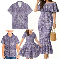 Purple Hawaii Palaka Cowboy Family Matching Mermaid Dress and Hawaiian Shirt Hawaiian Paniolo Festival Spirit LT19 - Polynesian Pride