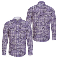 Purple Hawaii Palaka Cowboy Family Matching Off The Shoulder Long Sleeve Dress and Hawaiian Shirt Hawaiian Paniolo Festival Spirit LT19 Dad's Shirt - Long Sleeve Purple - Polynesian Pride