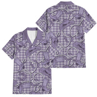 Purple Hawaii Palaka Cowboy Family Matching Off Shoulder Short Dress and Hawaiian Shirt Hawaiian Paniolo Festival Spirit LT19 Dad's Shirt - Short Sleeve Purple - Polynesian Pride