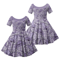 Purple Hawaii Palaka Cowboy Family Matching Off Shoulder Short Dress and Hawaiian Shirt Hawaiian Paniolo Festival Spirit LT19 Daughter's Dress Purple - Polynesian Pride
