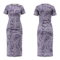 Purple Hawaii Palaka Cowboy Family Matching Short Sleeve Bodycon Dress and Hawaiian Shirt Hawaiian Paniolo Festival Spirit LT19 Mom's Dress Purple - Polynesian Pride