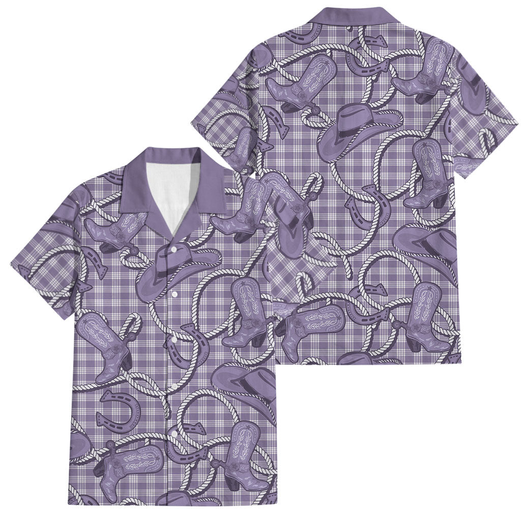 Purple Hawaii Palaka Cowboy Family Matching Tank Maxi Dress and Hawaiian Shirt Hawaiian Paniolo Festival Spirit LT19 Dad's Shirt - Short Sleeve Purple - Polynesian Pride