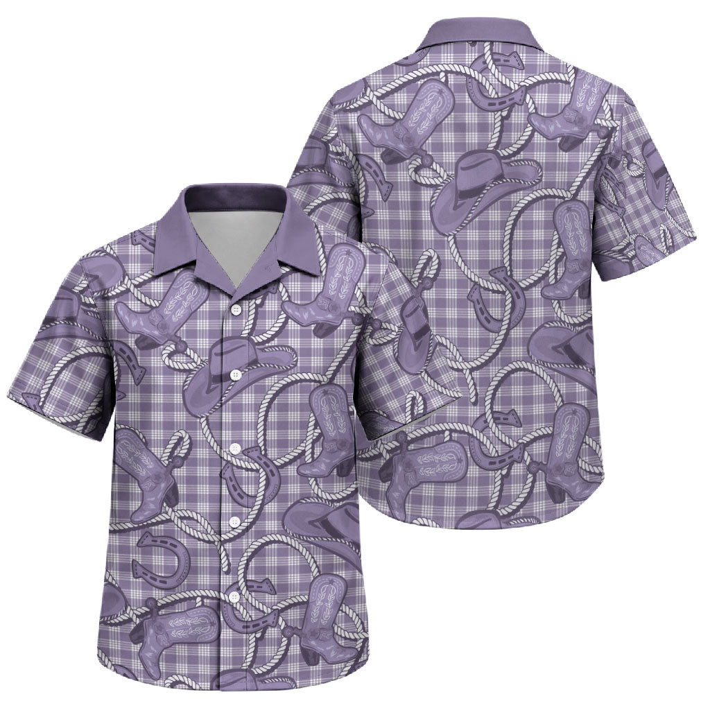 Purple Hawaii Palaka Cowboy Family Matching Tank Maxi Dress and Hawaiian Shirt Hawaiian Paniolo Festival Spirit LT19 Son's Shirt Purple - Polynesian Pride