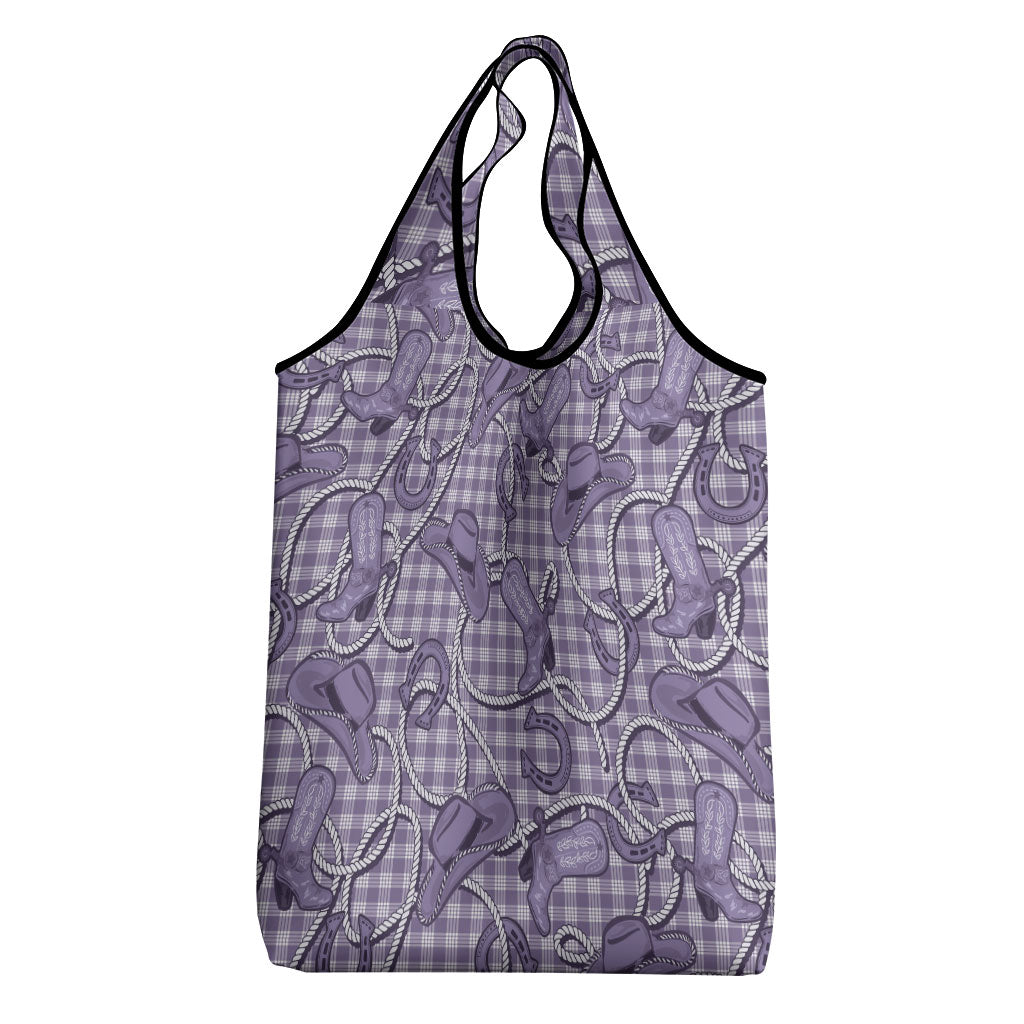 Purple Hawaii Palaka Cowboy Grocery Bag Hawaiian Paniolo Festival Spirit LT19 - Polynesian Pride