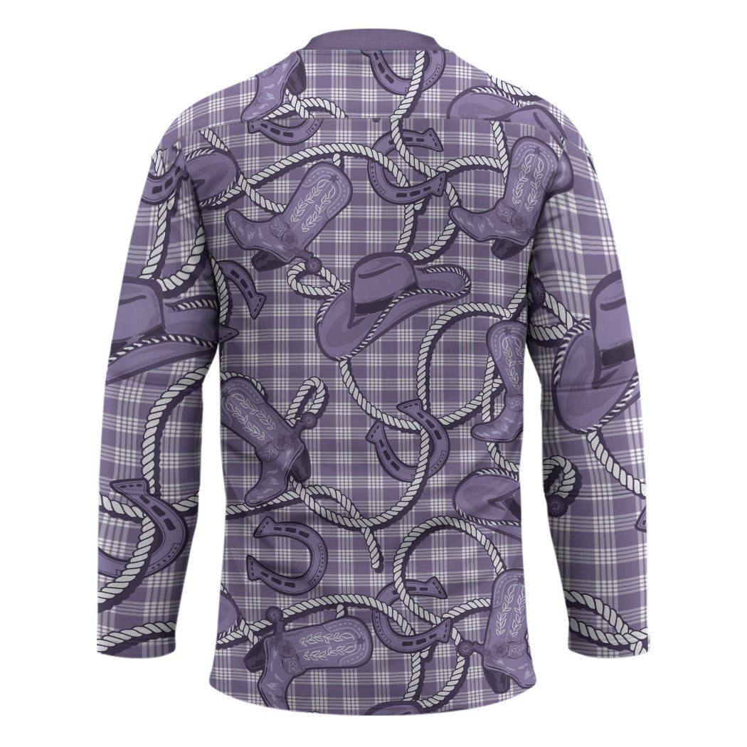 Purple Hawaii Palaka Cowboy Hockey Jersey Hawaiian Paniolo Festival Spirit LT19 - Polynesian Pride