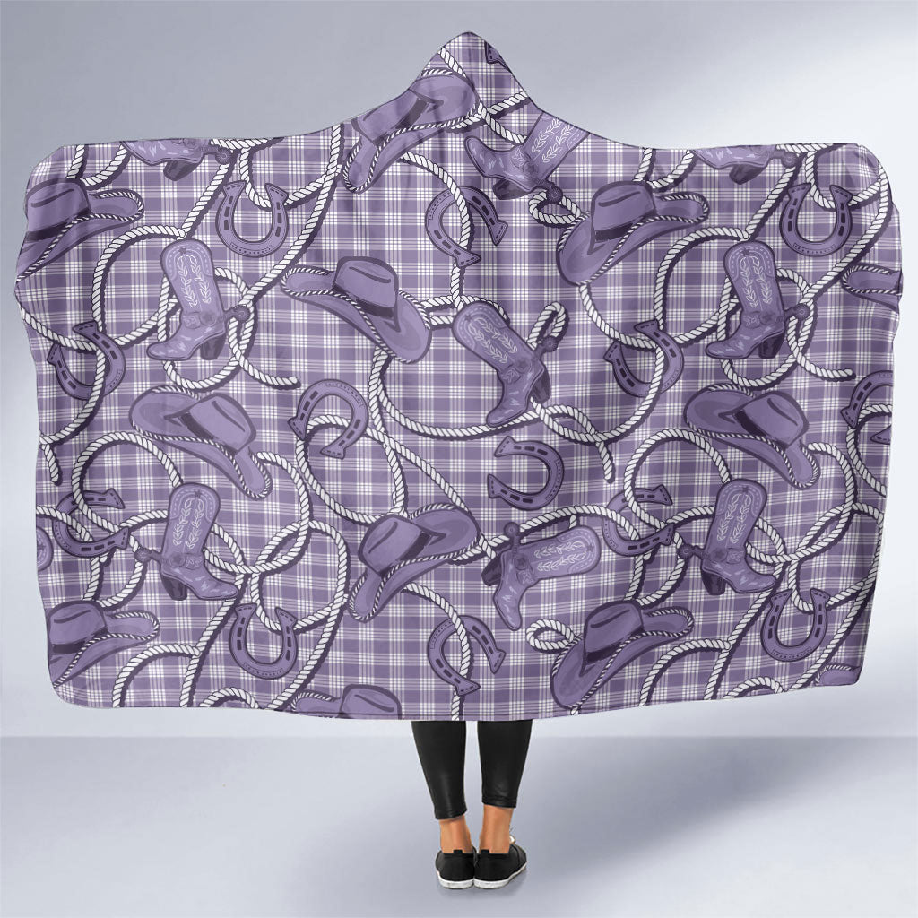 Purple Hawaii Palaka Cowboy Hooded Blanket Hawaiian Paniolo Festival Spirit LT19 One Size Purple - Polynesian Pride