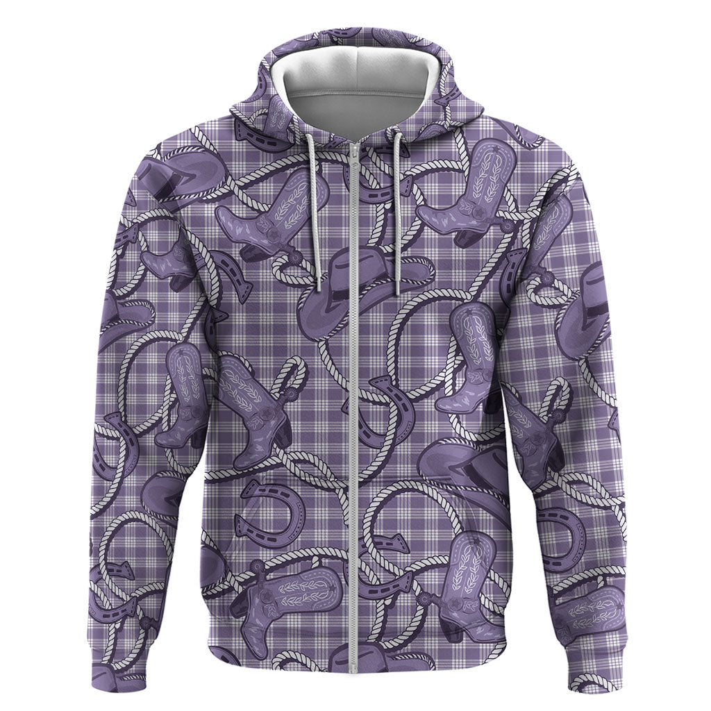 Purple Hawaii Palaka Cowboy Hoodie Hawaiian Paniolo Festival Spirit LT19 Zip Hoodie Purple - Polynesian Pride