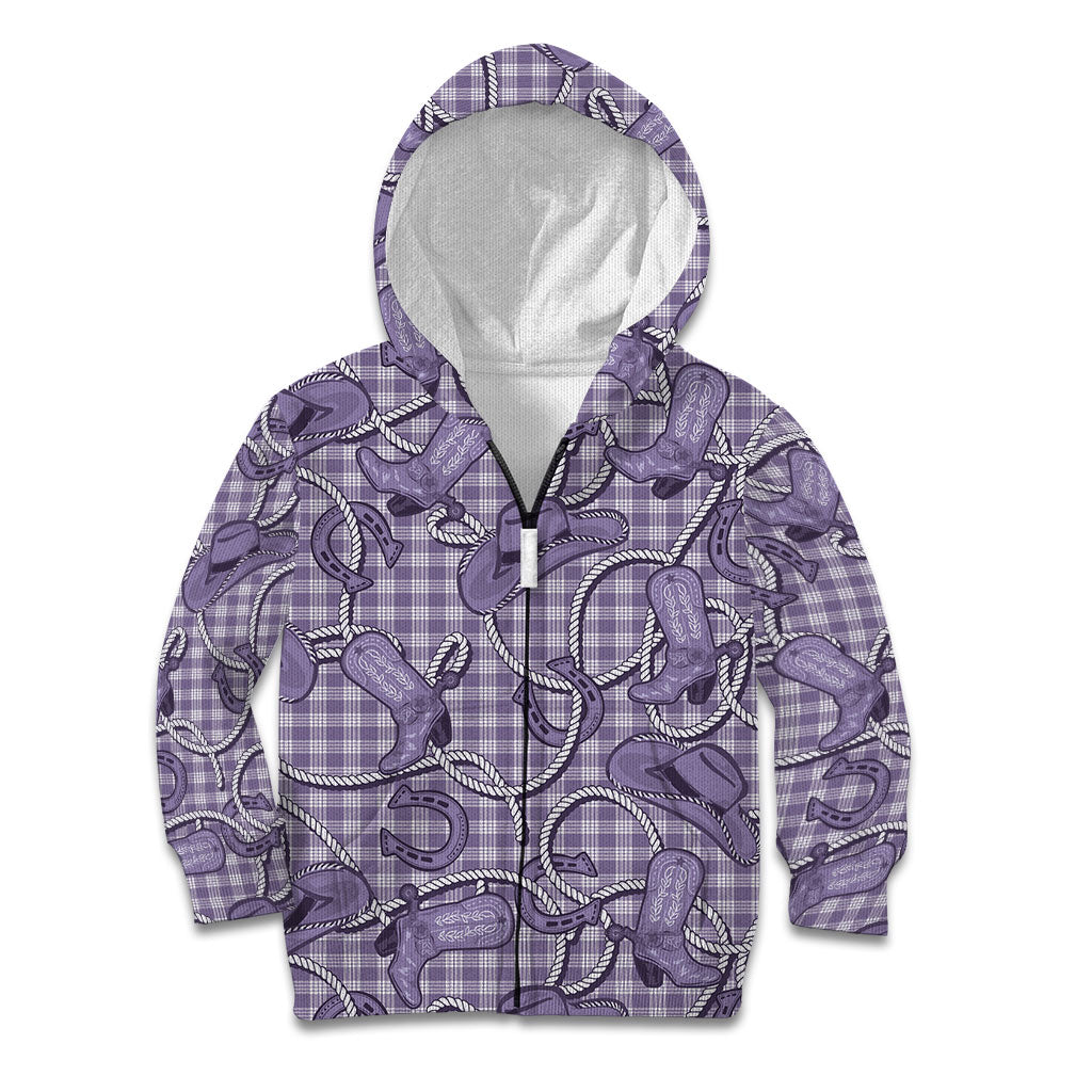 Purple Hawaii Palaka Cowboy Kid Hoodie Hawaiian Paniolo Festival Spirit LT19 Zip Hoodie Purple - Polynesian Pride