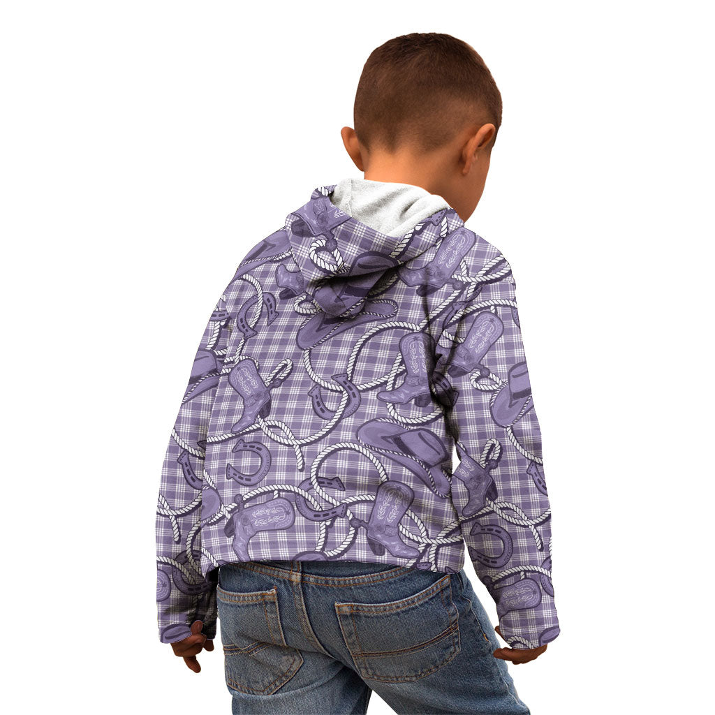 Purple Hawaii Palaka Cowboy Kid Hoodie Hawaiian Paniolo Festival Spirit LT19 - Polynesian Pride
