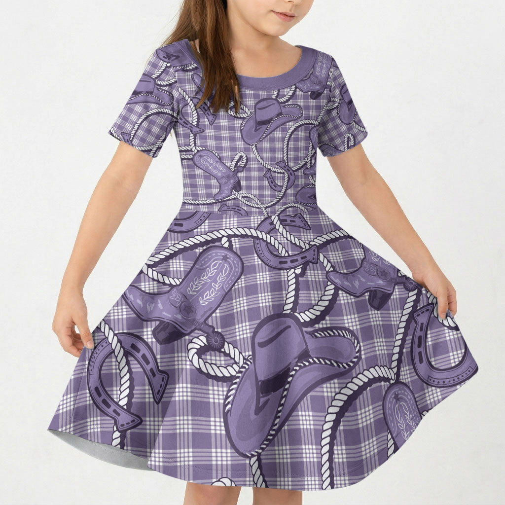 Purple Hawaii Palaka Cowboy Kid Short Sleeve Dress Hawaiian Paniolo Festival Spirit LT19 KID Purple - Polynesian Pride