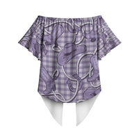 Purple Hawaii Palaka Cowboy Off Shoulder Wrap Waist Top Hawaiian Paniolo Festival Spirit LT19 - Polynesian Pride