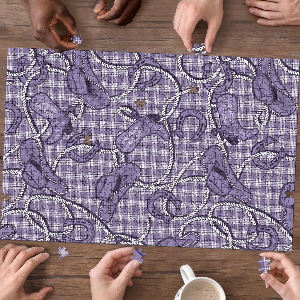 Purple Hawaii Palaka Cowboy Puzzle Hawaiian Paniolo Festival Spirit LT19 - Polynesian Pride