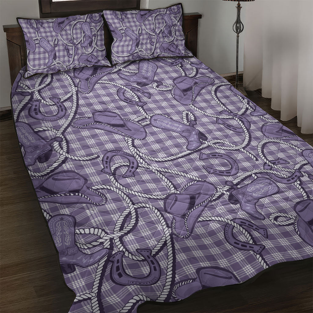 Purple Hawaii Palaka Cowboy Quilt Bed Set Hawaiian Paniolo Festival Spirit LT19 Purple - Polynesian Pride