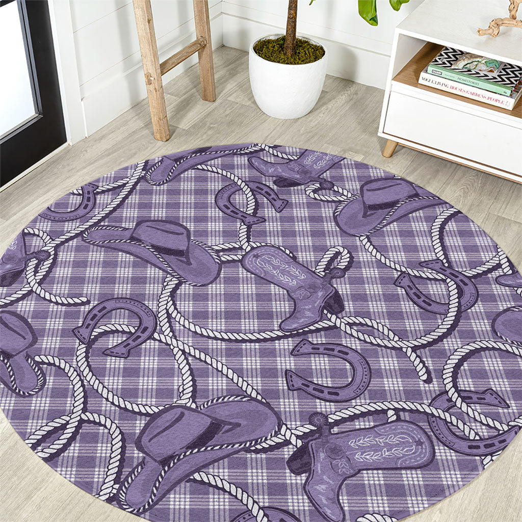 Purple Hawaii Palaka Cowboy Round Carpet Hawaiian Paniolo Festival Spirit LT19 Purple - Polynesian Pride