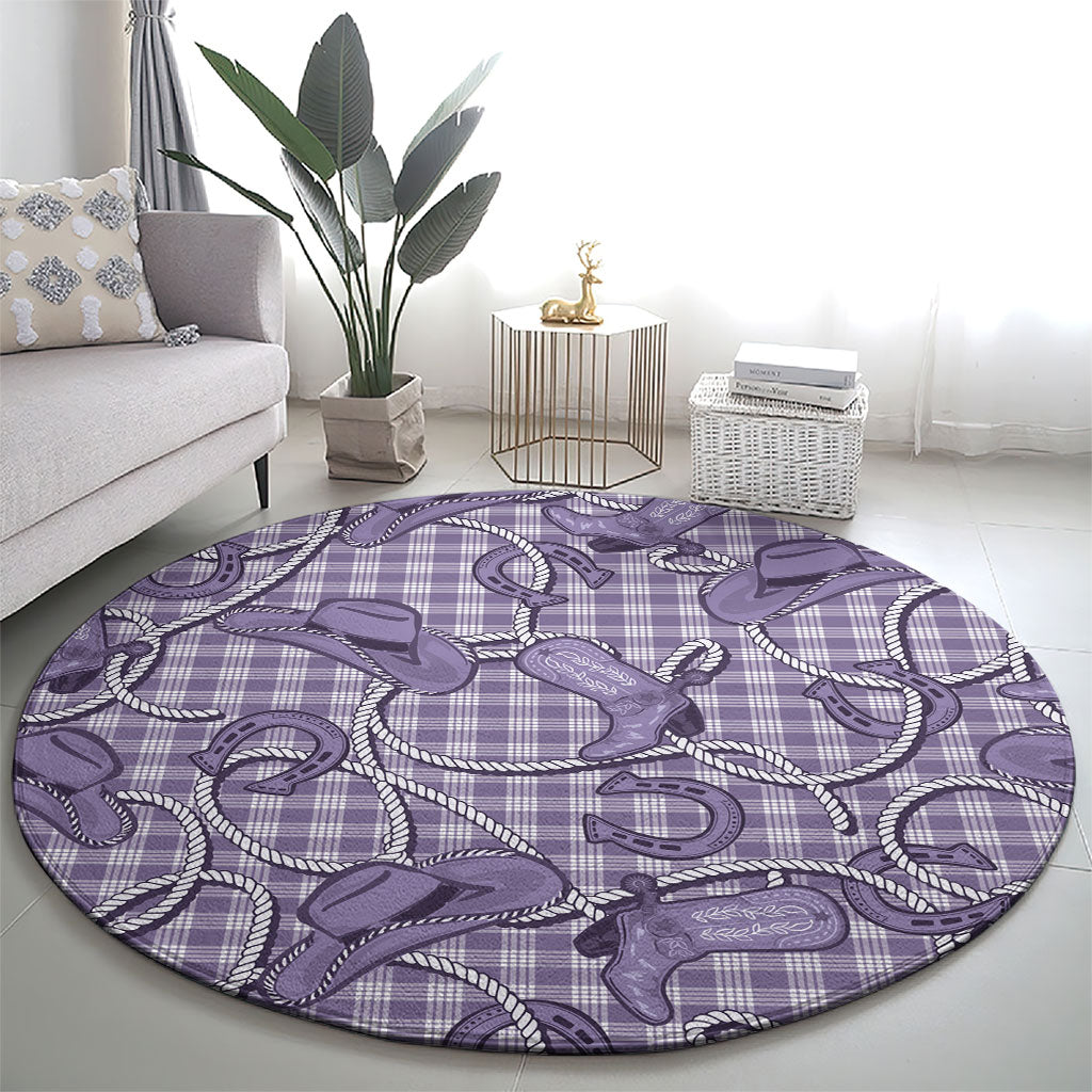 Purple Hawaii Palaka Cowboy Round Carpet Hawaiian Paniolo Festival Spirit LT19 - Polynesian Pride