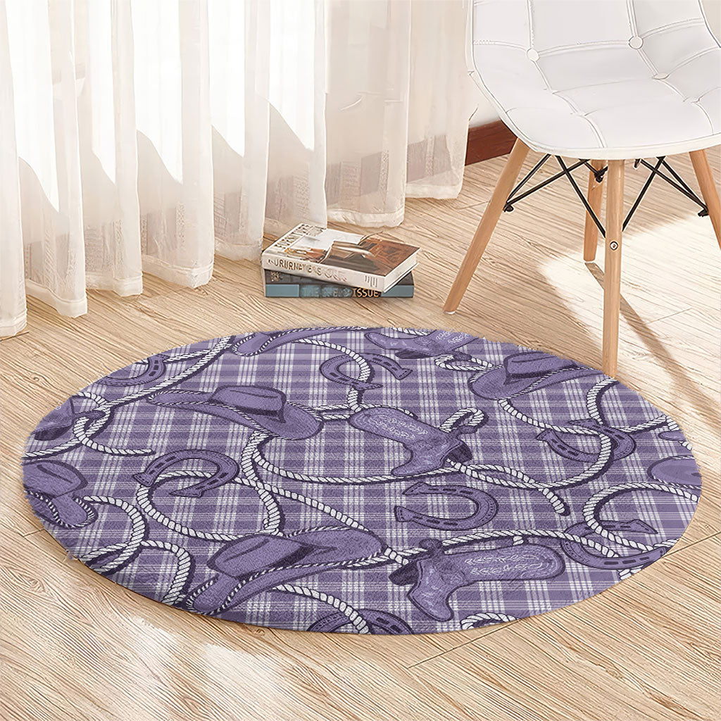 Purple Hawaii Palaka Cowboy Round Carpet Hawaiian Paniolo Festival Spirit LT19 - Polynesian Pride