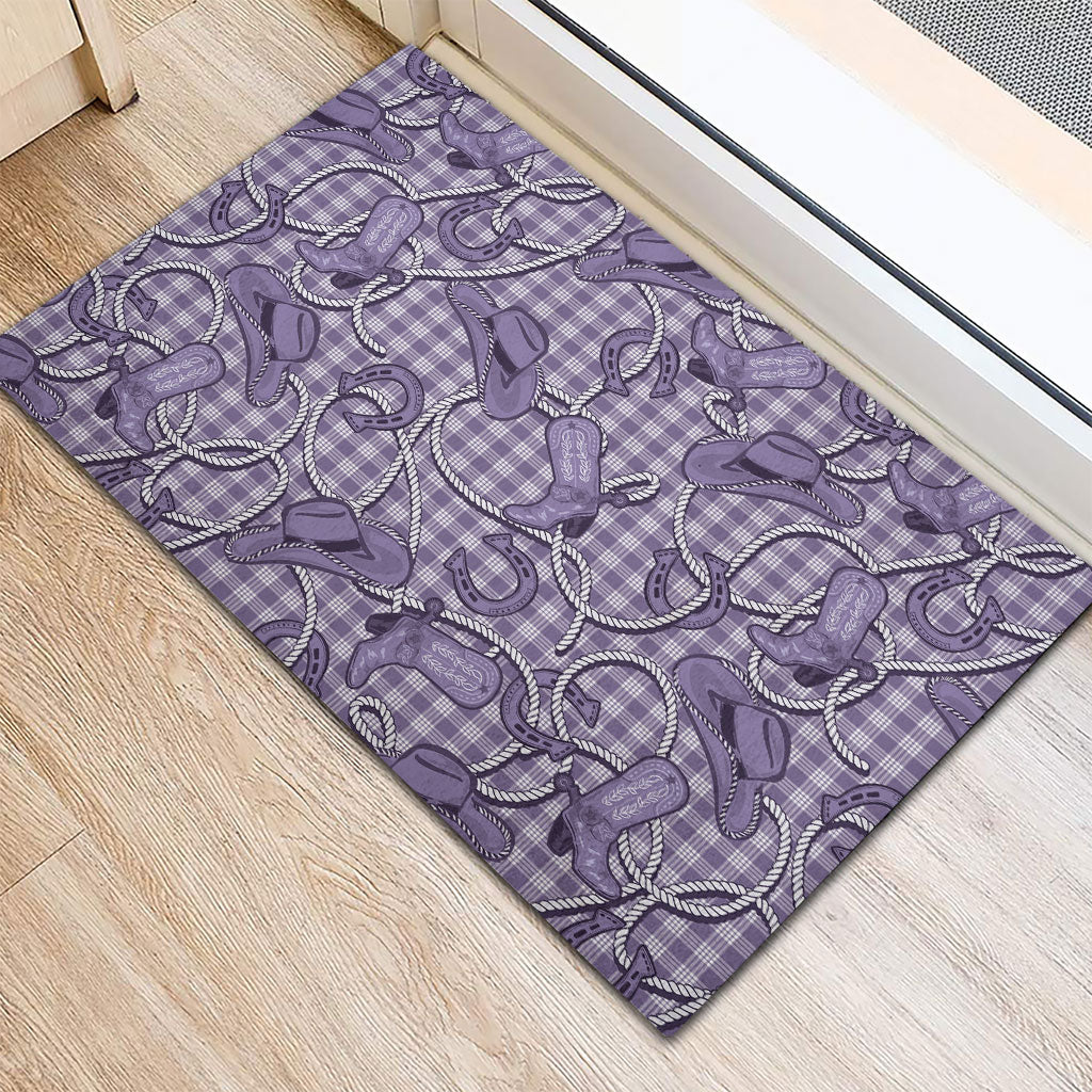 Purple Hawaii Palaka Cowboy Rubber Doormat Hawaiian Paniolo Festival Spirit LT19 - Polynesian Pride