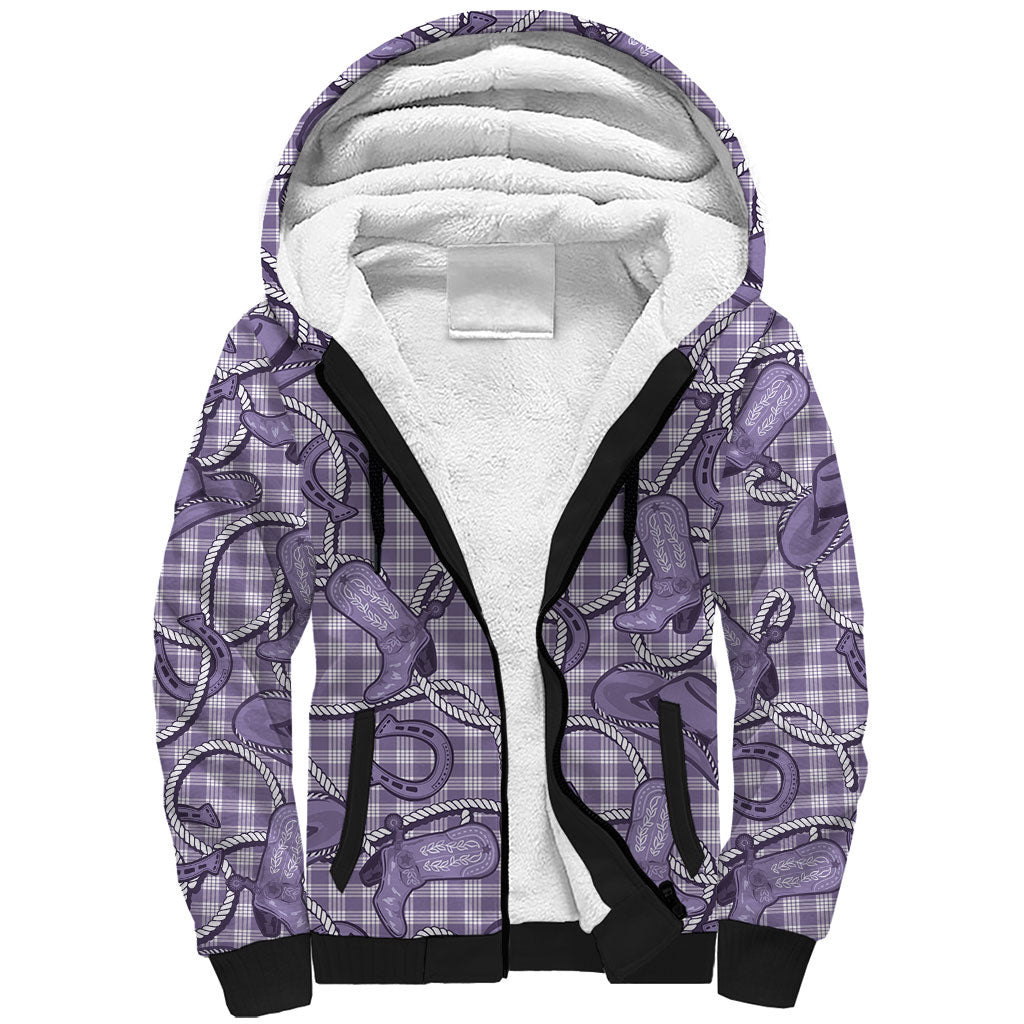 Purple Hawaii Palaka Cowboy Sherpa Hoodie Hawaiian Paniolo Festival Spirit LT19 Unisex Purple - Polynesian Pride