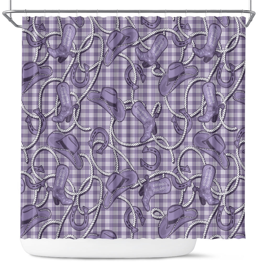 Purple Hawaii Palaka Cowboy Shower Curtain Hawaiian Paniolo Festival Spirit LT19 Purple - Polynesian Pride