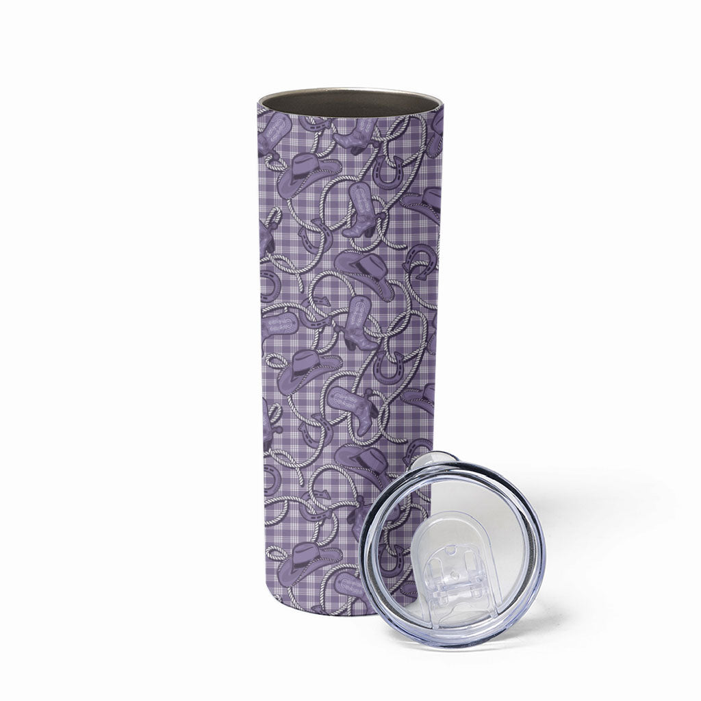 Purple Hawaii Palaka Cowboy Skinny Tumbler Hawaiian Paniolo Festival Spirit LT19 - Polynesian Pride