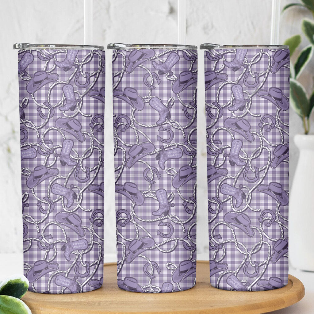 Purple Hawaii Palaka Cowboy Skinny Tumbler Hawaiian Paniolo Festival Spirit LT19 - Polynesian Pride