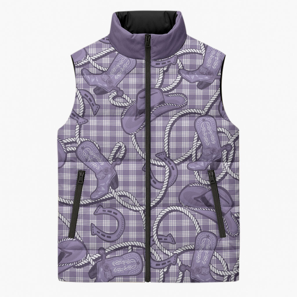 Purple Hawaii Palaka Cowboy Sleeveless Puffer Jacket Hawaiian Paniolo Festival Spirit LT19 Unisex Purple - Polynesian Pride