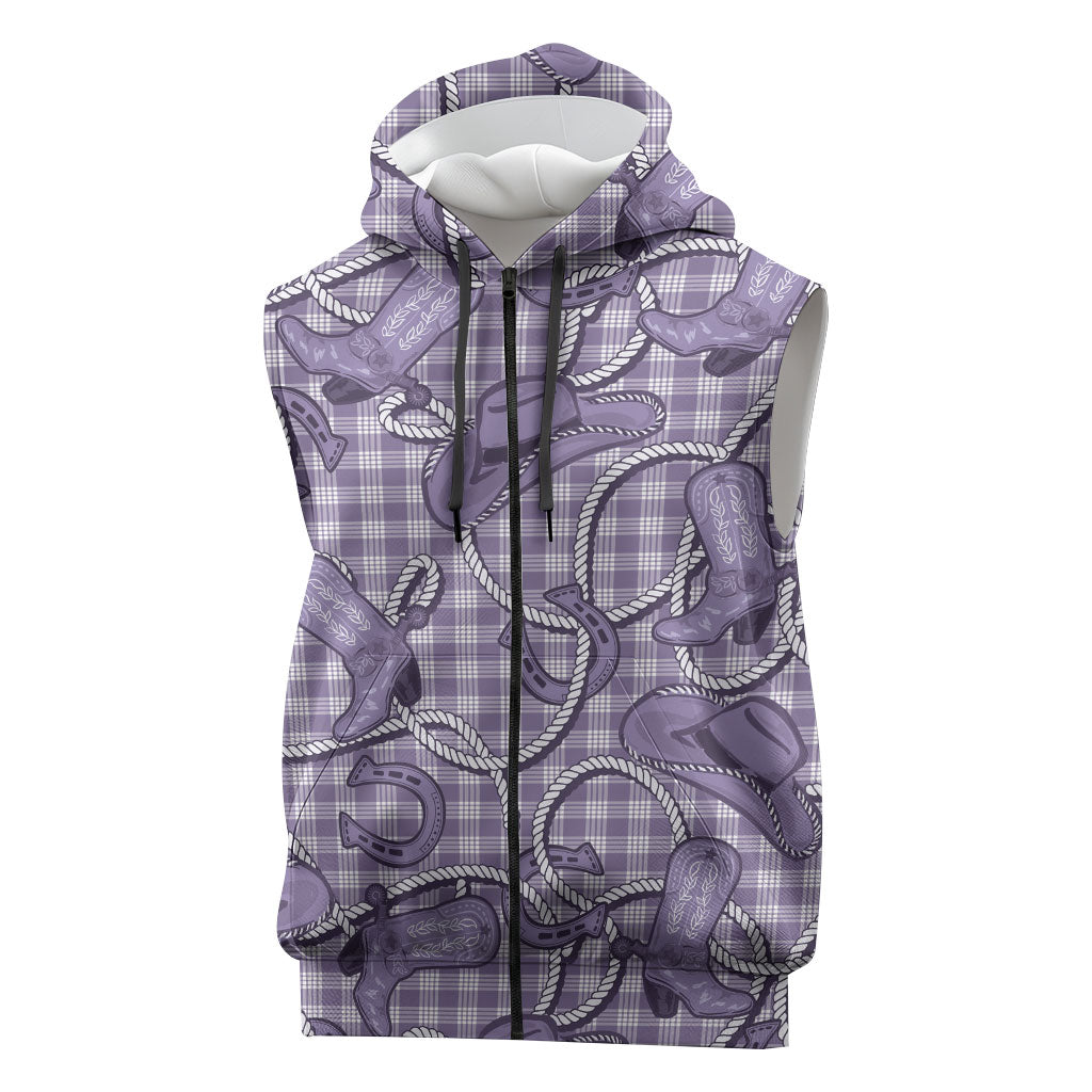 Purple Hawaii Palaka Cowboy Sleeveless Zip Hoodie Hawaiian Paniolo Festival Spirit LT19 Purple - Polynesian Pride