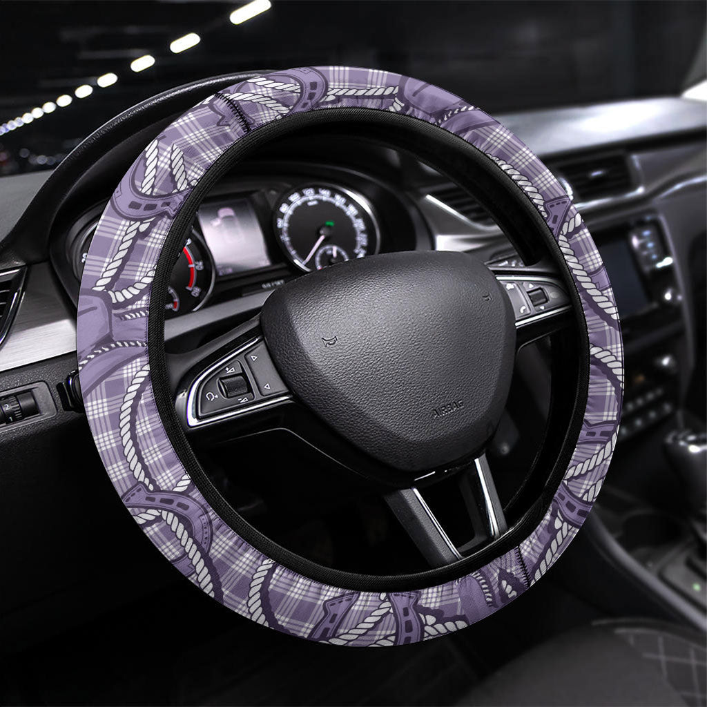 Purple Hawaii Palaka Cowboy Steering Wheel Cover Hawaiian Paniolo Festival Spirit LT19 Universal Fit Purple - Polynesian Pride