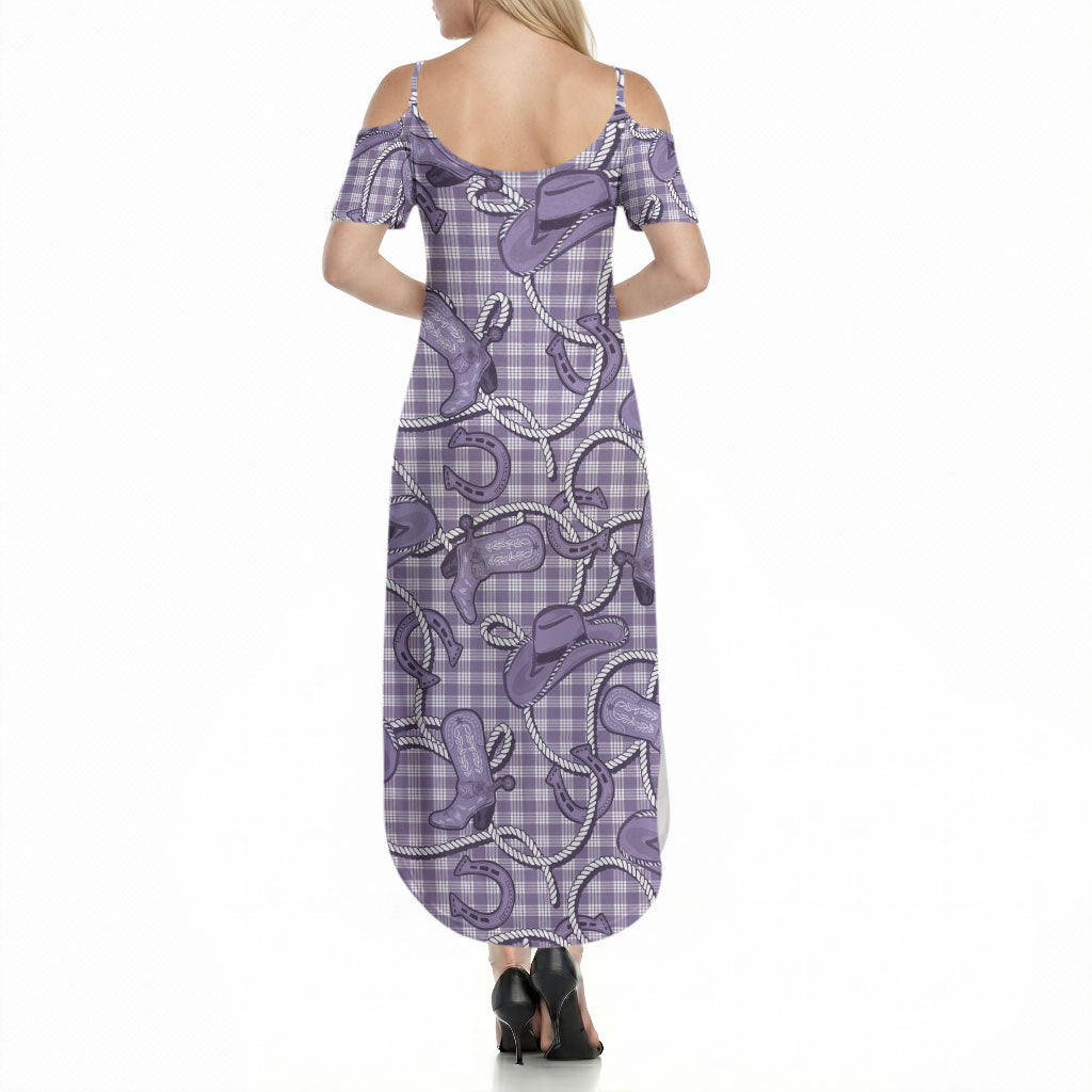 Purple Hawaii Palaka Cowboy Summer Maxi Dress Hawaiian Paniolo Festival Spirit LT19 - Polynesian Pride