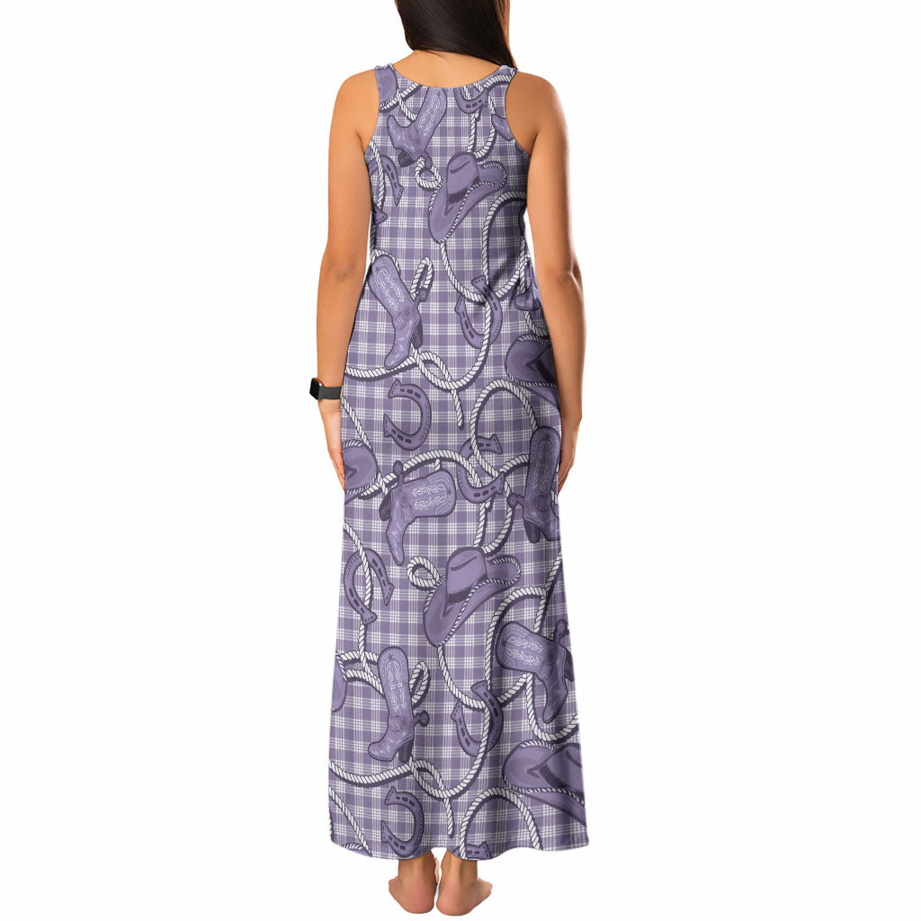 Purple Hawaii Palaka Cowboy Tank Maxi Dress Hawaiian Paniolo Festival Spirit LT19 - Polynesian Pride
