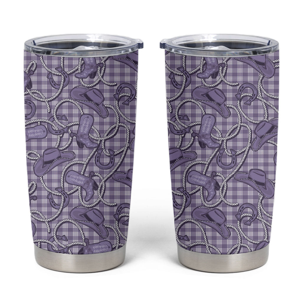 Purple Hawaii Palaka Cowboy Tumbler Cup Hawaiian Paniolo Festival Spirit LT19 Purple - Polynesian Pride