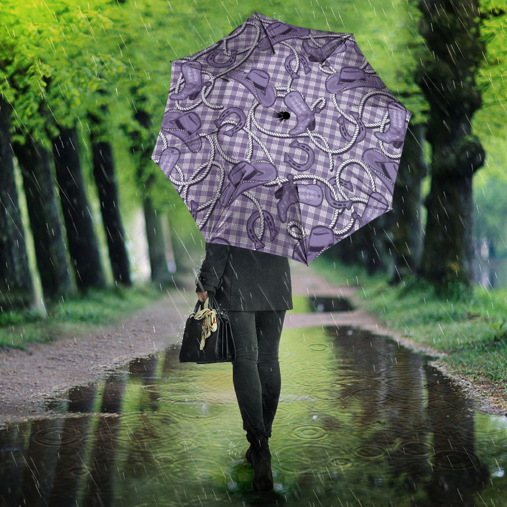 Purple Hawaii Palaka Cowboy Umbrella Hawaiian Paniolo Festival Spirit LT19 - Polynesian Pride