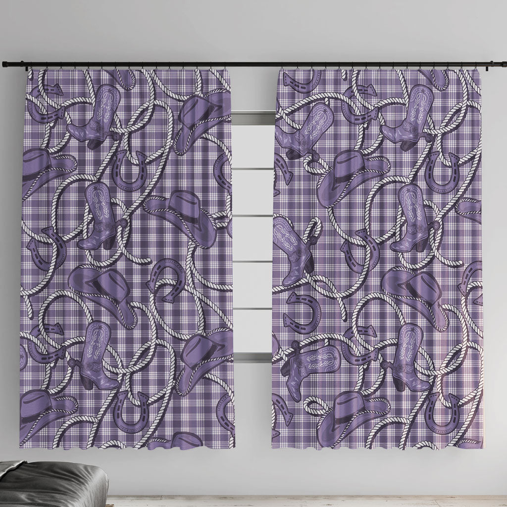 Purple Hawaii Palaka Cowboy Window Curtain Hawaiian Paniolo Festival Spirit LT19 With Hooks Purple - Polynesian Pride