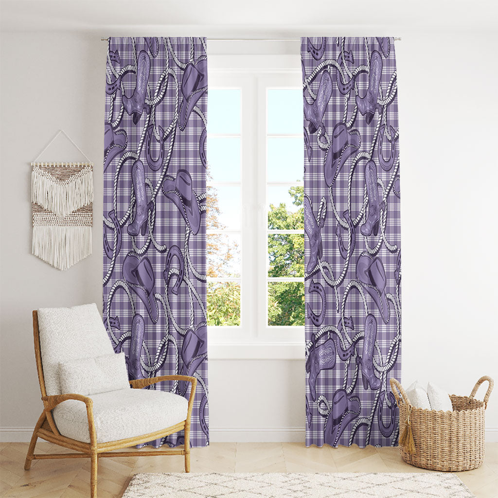 Purple Hawaii Palaka Cowboy Window Curtain Hawaiian Paniolo Festival Spirit LT19 - Polynesian Pride
