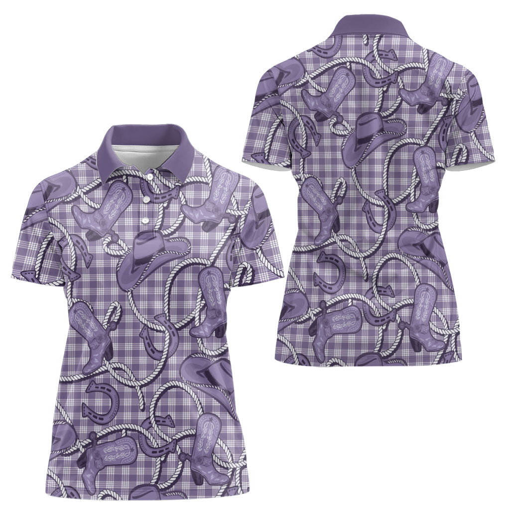 Purple Hawaii Palaka Cowboy Women Polo Shirt Hawaiian Paniolo Festival Spirit LT19 - Polynesian Pride