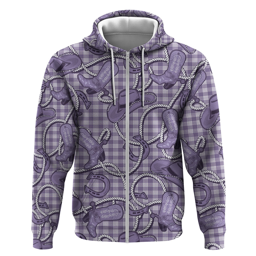 Purple Hawaii Palaka Cowboy Zip Hoodie Hawaiian Paniolo Festival Spirit LT19 Zip Hoodie Purple - Polynesian Pride